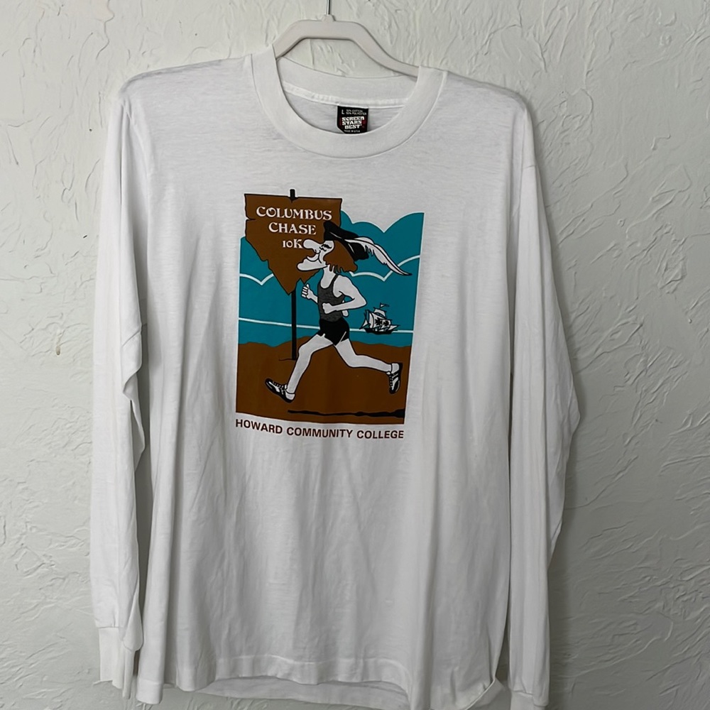 Vintage screen, star, white long sleeve T-shirt  10 K size large